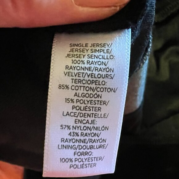 Loft Black Velvet & Lace Sleeveless Shell Blouse w/Tie at Neck - Medium - Picture 7 of 8